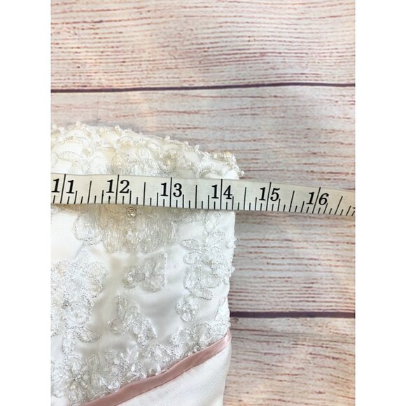 Maggie Sottero Couture Warm Ivory Satin Strapless Embellished Wedding Dress - 6 - Picture 8 of 16